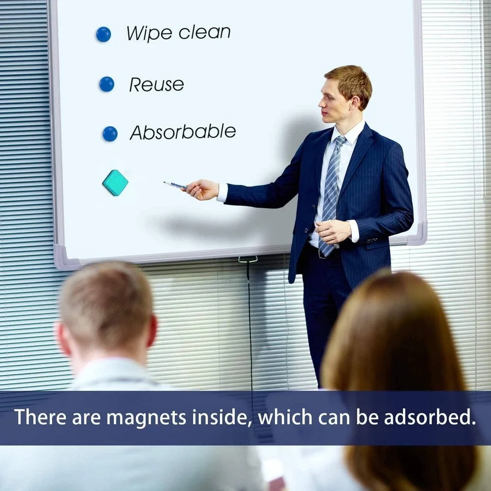 24 Pack Magnetic Dry Erase Whiteboard‎ Erasers Turquoise Felt Microfiber